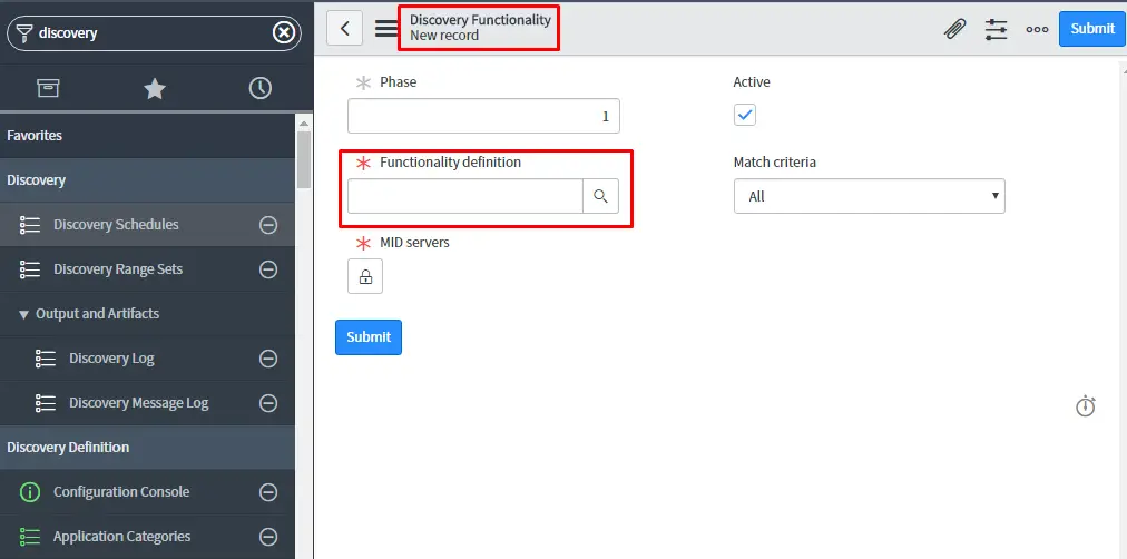 Select the functionality Select the functionality