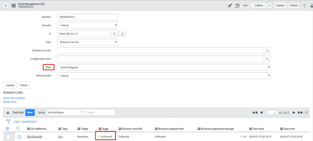 State to Closed Skipped