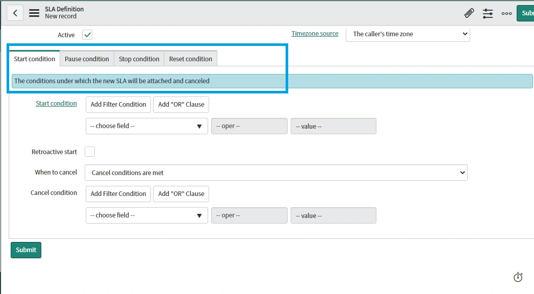 Conditions in SLA Conditions in SLA