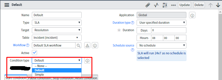 Simple Vs Default SLA condition Rules