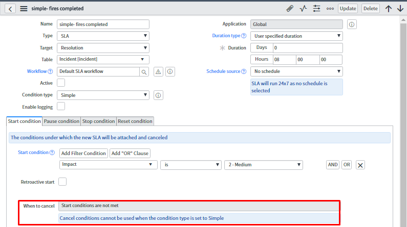 Simple Vs Default SLA condition Rules